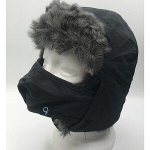 Cold Front Winter Hat Boys Size 8-16‎ Black Gray Faux Fur Mouth Cover
